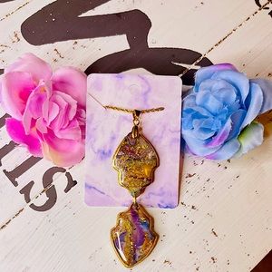 Handmade dangle, polymer, clay necklace